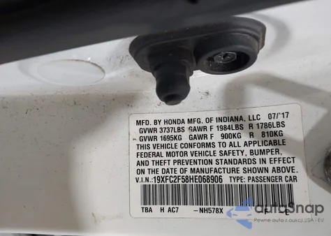 2017 Honda Civic Lx from USA, damaged, VIN 19XFC2F58HE068906